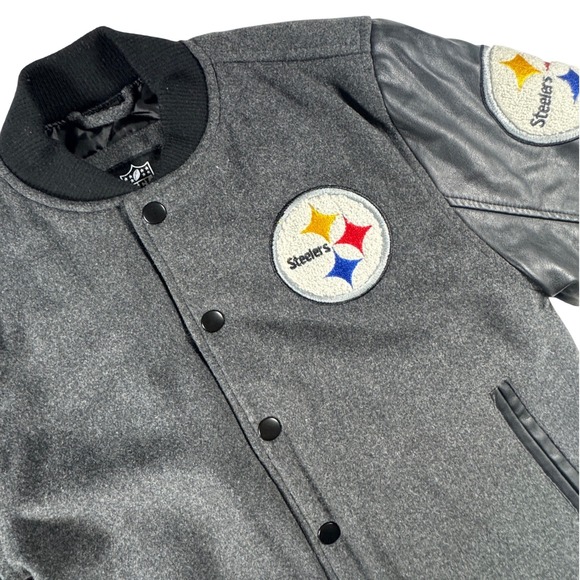 NFL Other - NFL Pittsburgh Steelers Varsity Jacket Youth Size M 10-12 Black Gray Blend